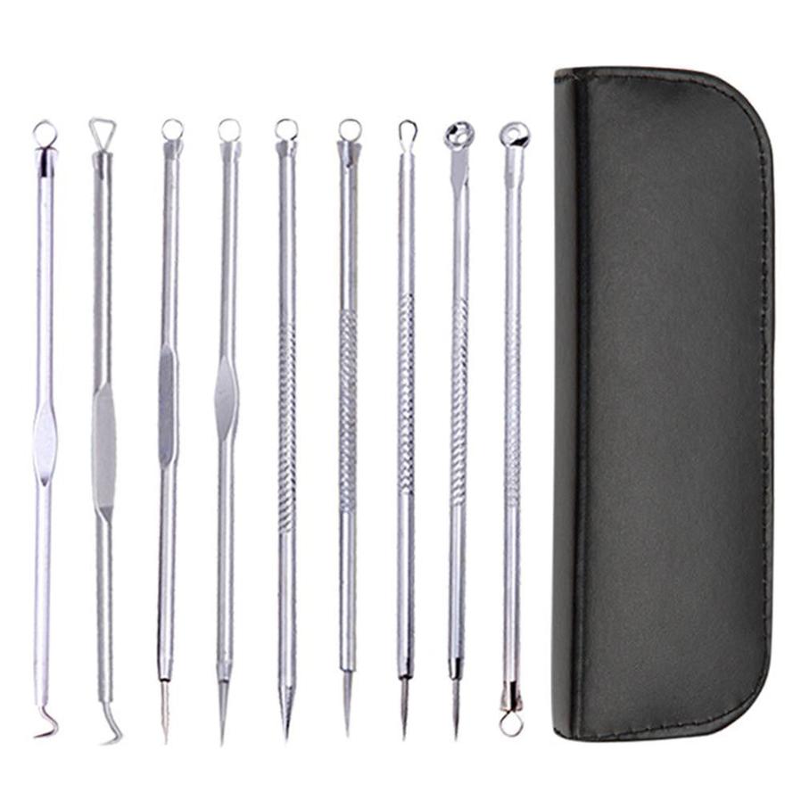 HKM-901395 Stainless Steel Blackhead Removal Tool Set with Acne Needle and Storage Options