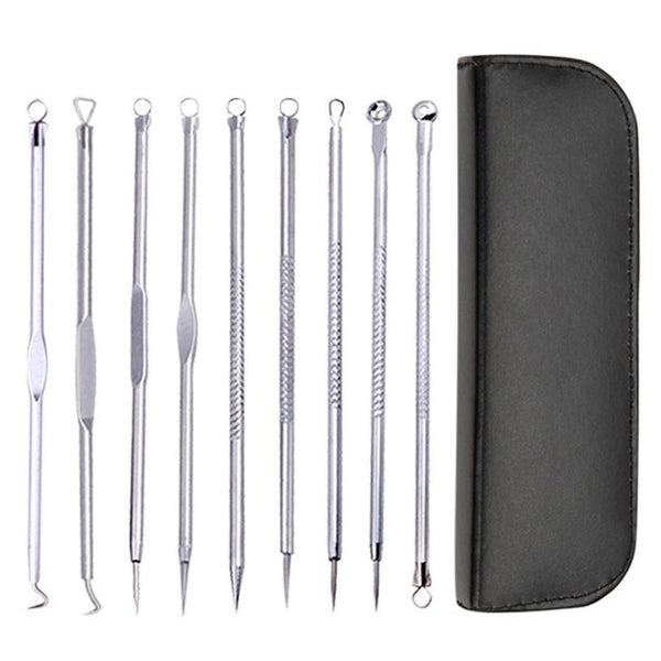 HKM-901395 Stainless Steel Blackhead Removal Tool Set with Acne Needle and Storage Options