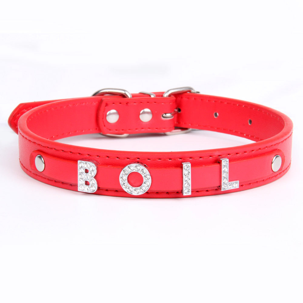 HKM-9014205 Personalized PU Leather Pet Collar with Easy-Install Alloy Screws for Small and Medium Pets