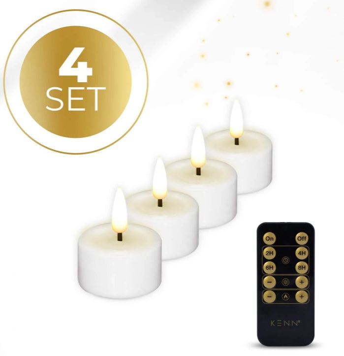 HKM-901459 White LED Tealight Candles - D4.1 x H5 cm - Safe and Elegant Lighting