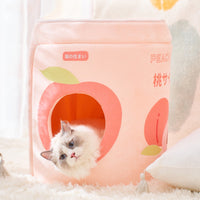 HKM-9016253 Cozy Removable & Washable Cat Nest in Peach and Grape Soda Colors