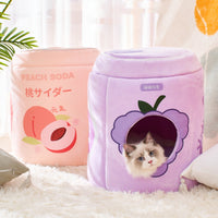 HKM-9016253 Cozy Removable & Washable Cat Nest in Peach and Grape Soda Colors