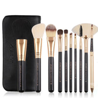 HKM-901715 10-Piece Fiber Makeup Brush Set with Travel Brush Pack for Natural Makeup Application