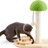 HKM-9017661 Interactive 2-in-1 Cat Scratching Post with Sisal Rope and Track Ball Toy