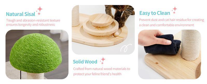 HKM-9017661 Interactive 2-in-1 Cat Scratching Post with Sisal Rope and Track Ball Toy