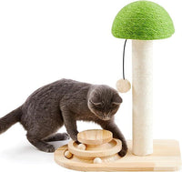 HKM-9017661 Interactive 2-in-1 Cat Scratching Post with Sisal Rope and Track Ball Toy