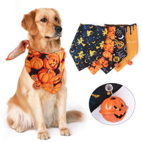 HKM-9019581 Halloween Print Triangle Towel for Dogs and Cats – Polyester Material with Fun Designs