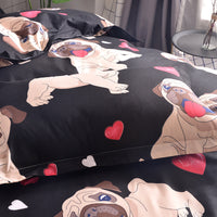 HKM-901971 Cartoon Pug Bedding Set with Quilt Covers and Pillowcases in Various Sizes