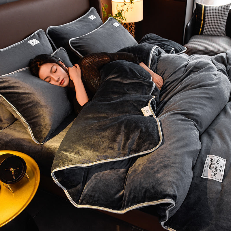 HKM-901971 Milk Fiber Bedding Set with Sheet, Duvet Cover, and Pillowcases - Available in Four Sizes
