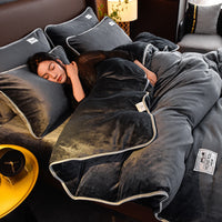 HKM-901971 Milk Fiber Bedding Set with Sheet, Duvet Cover, and Pillowcases - Available in Four Sizes