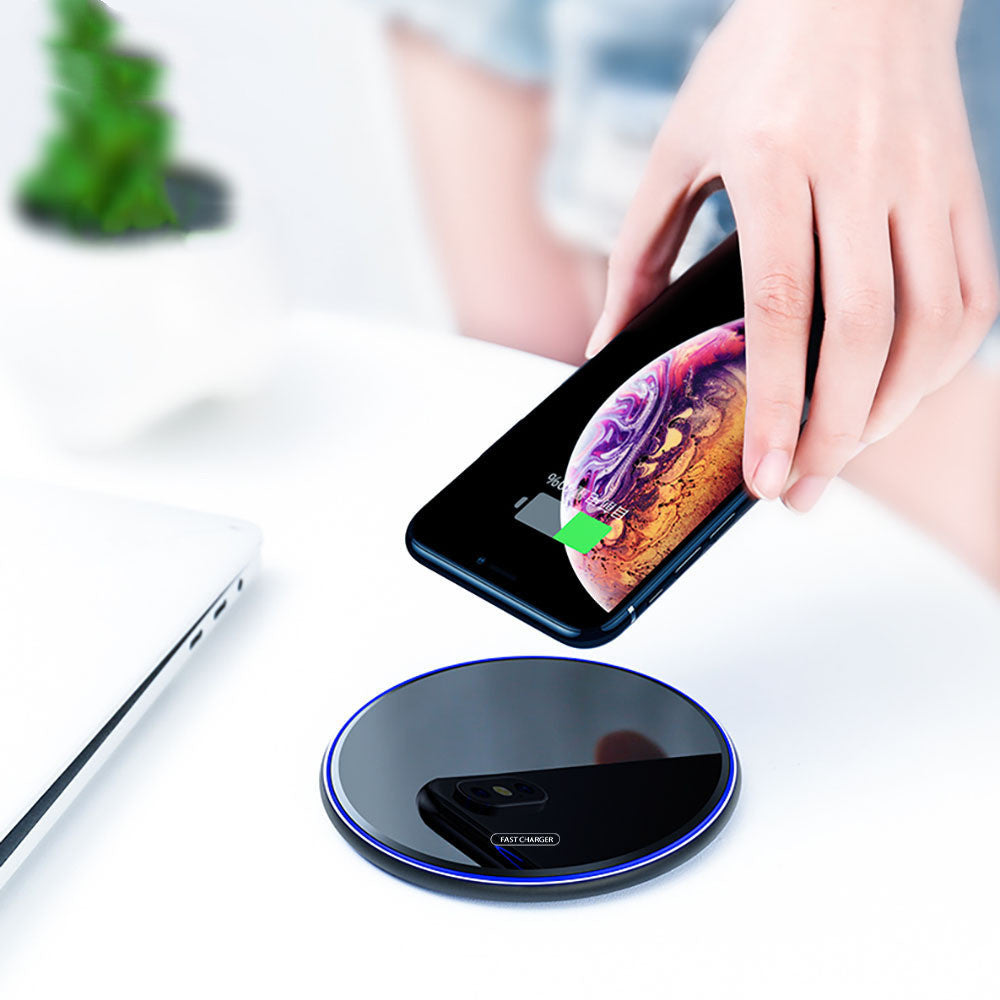 HKM-902035 FDGAO Qi Wireless Metal Charger - Aluminum Alloy, Fast Charging, Compatible with 10W, 7.5W, 5W Devices