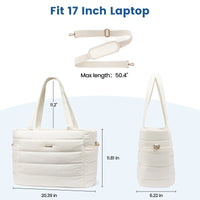 HKM-902035 Lightweight Quilted Puffer Tote Bag for Women - 15.6-Inch Laptop Shoulder Bag for Work, Teachers, and Nurses