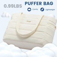 HKM-902035 Lightweight Quilted Puffer Tote Bag for Women - 15.6-Inch Laptop Shoulder Bag for Work, Teachers, and Nurses