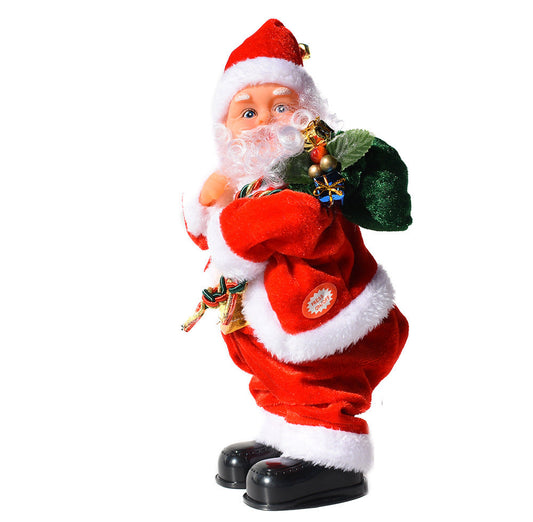 HKM-902099 Hip-Shaking Electric Santa Ornament with Music - 12-Inch Christmas Decoration