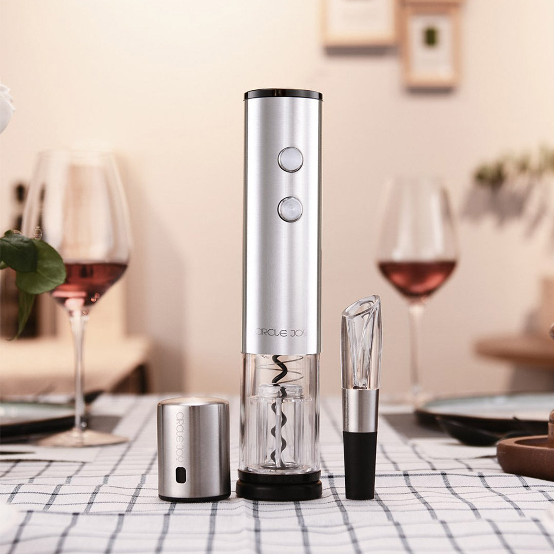 HKM-902163 Stainless Steel Electric Corkscrew Wine Opener for Effortless Bottle Opening