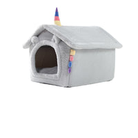 HKM-9022013 Cozy Small Cat & Dog Teddy House Nest with Rabbit Fur Lining
