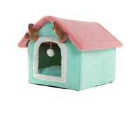 HKM-9022013 Cozy Small Cat & Dog Teddy House Nest with Rabbit Fur Lining