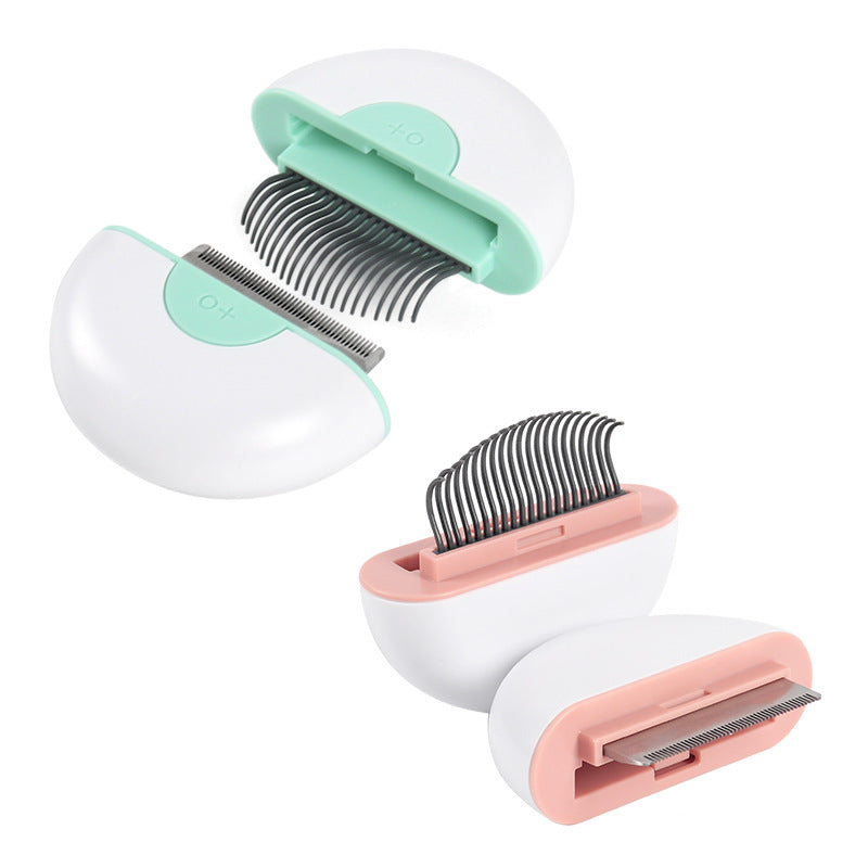 HKM-9023549 Gemini Universal Pet Massage Knot Opening Comb for Cats and Dogs - Mint Green & Cherry Blossom Pink