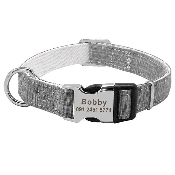 HKM-9023805 Personalized Anti-Lost Dog Collar with Engraved Tag and Adjustable Fit for Medium to Large Breeds