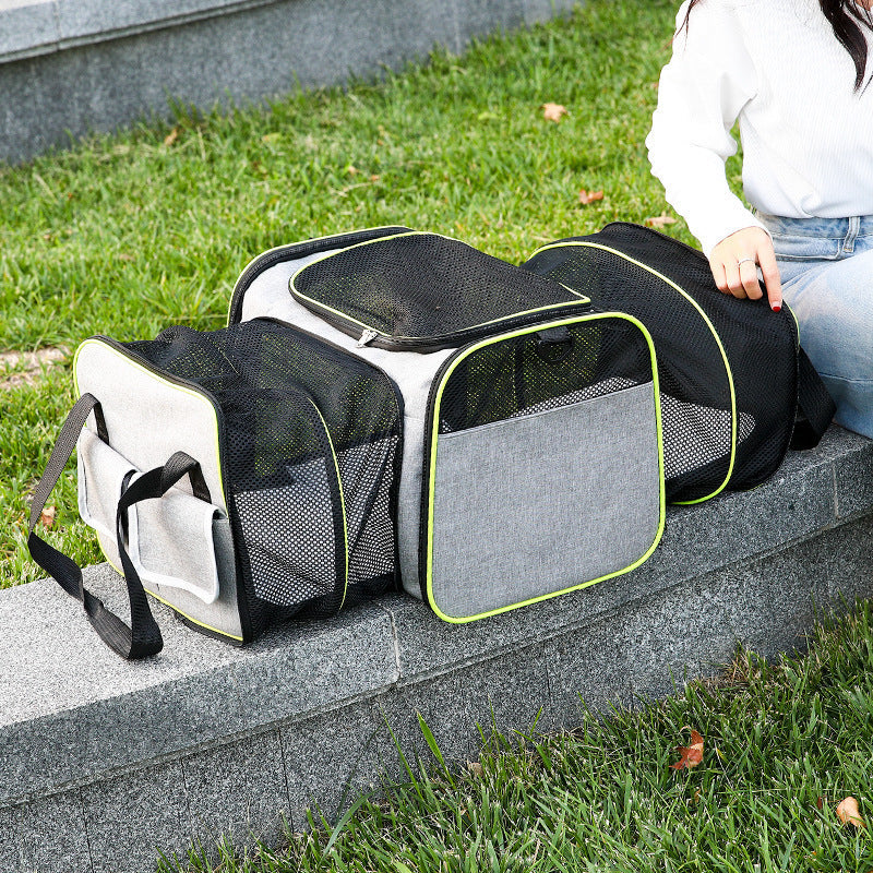 HKM-9024189 Portable Foldable Cat Pet Travel Bag - Breathable Vehicle-Mounted Design