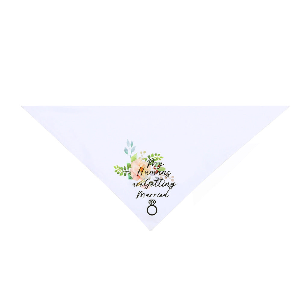 HKM-9025341 White Letter Pattern Scarf for Dogs - Polyester Neck Size 25-48CM, Suitable for All Seasons and Special Occasions