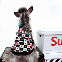 HKM-9025725 Casual Black and White Checkerboard Wool Sweater for Dogs, Multiple Sizes Available