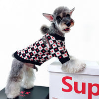 HKM-9025725 Casual Black and White Checkerboard Wool Sweater for Dogs, Multiple Sizes Available