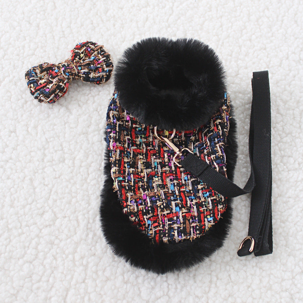 HKM-9027517 Classic Cloak with Traction Rope for Pets - Versatile Hand-Holding Options in Stylish Designs