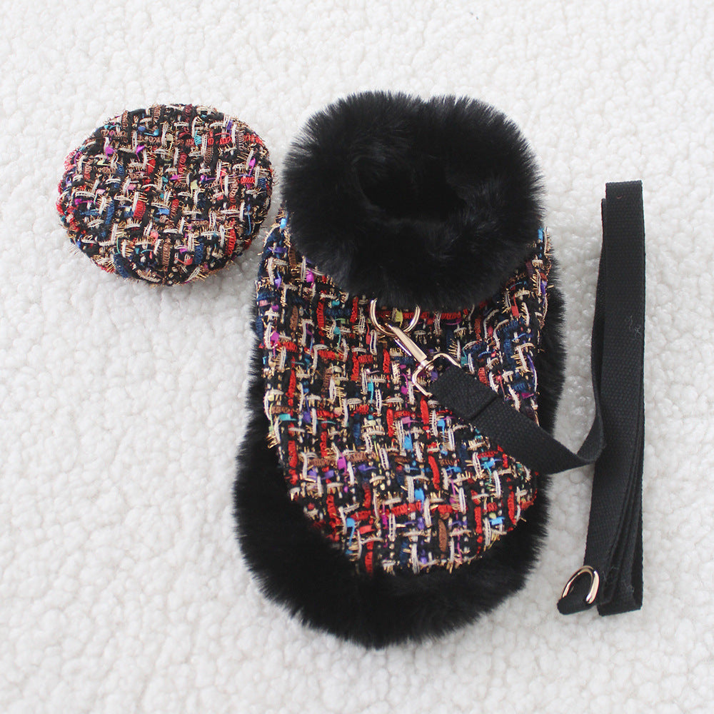 HKM-9027517 Classic Cloak with Traction Rope for Pets - Versatile Hand-Holding Options in Stylish Designs