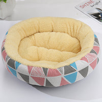 HKM-9027773 Cozy Cat and Dog Bed with Winter Warm Pet Mat - 50 cm Diameter