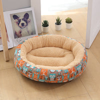 HKM-9027773 Cozy Cat and Dog Bed with Winter Warm Pet Mat - 50 cm Diameter
