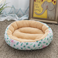 HKM-9027773 Cozy Cat and Dog Bed with Winter Warm Pet Mat - 50 cm Diameter