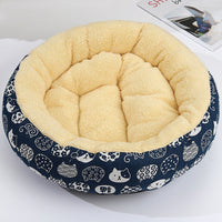 HKM-9027773 Cozy Cat and Dog Bed with Winter Warm Pet Mat - 50 cm Diameter