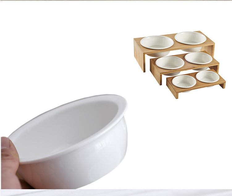 HKM-9027901 Ceramic Double Pet Food Bowl - Large, Medium, Small, and Extra Large Sizes Available
