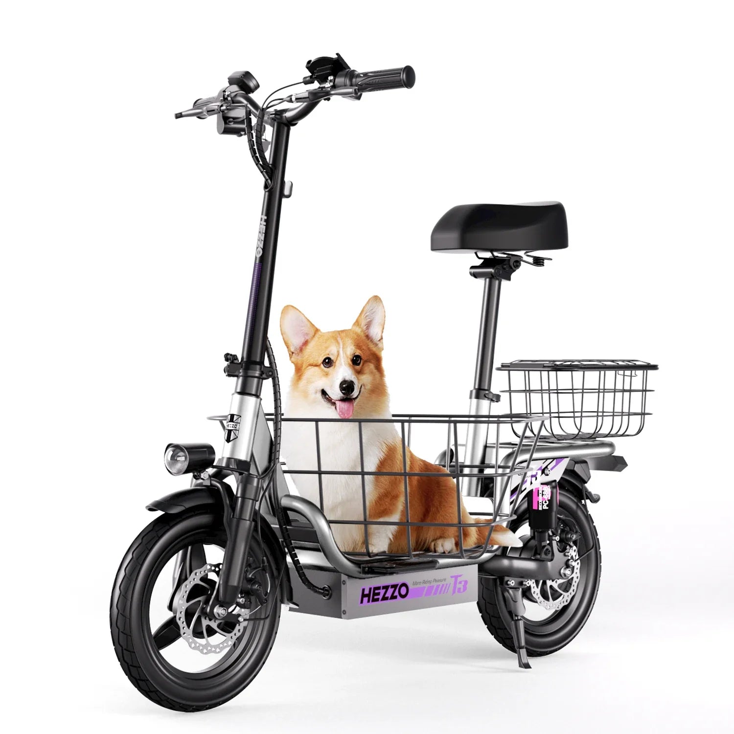 HKM-902995 Electric Scooter with Seat, 48V 500W Off-Road, 14-Inch Tires, 15Ah Battery, Foldable, Max Range 45KM, Lightweight and Waterproof