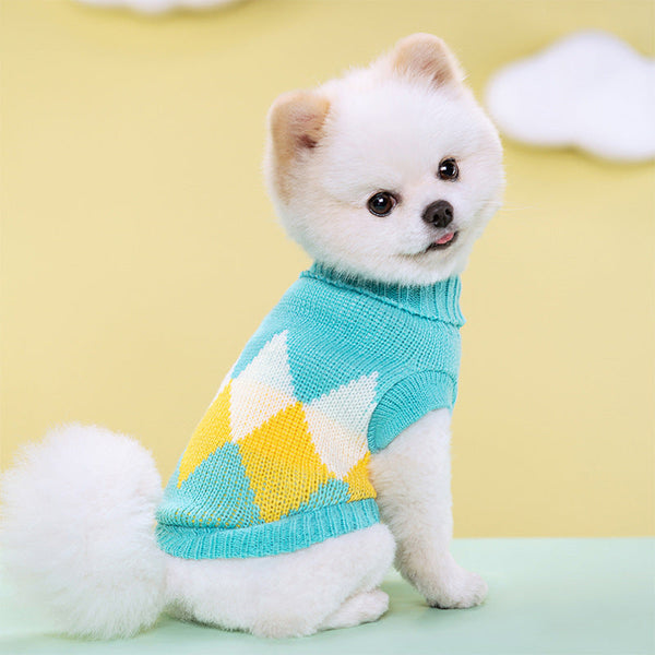 HKM-9031485 Striped Floral Knitted Wool Sweater for Dogs and Cats in Various Colors and Sizes