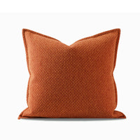 HKM-903187 Orange-Red Double-Sided Cotton and Linen Pillowcase for Sofa | 45x45cm, 50x50cm, 55x55cm, 30x50cm, 35x55cm Options