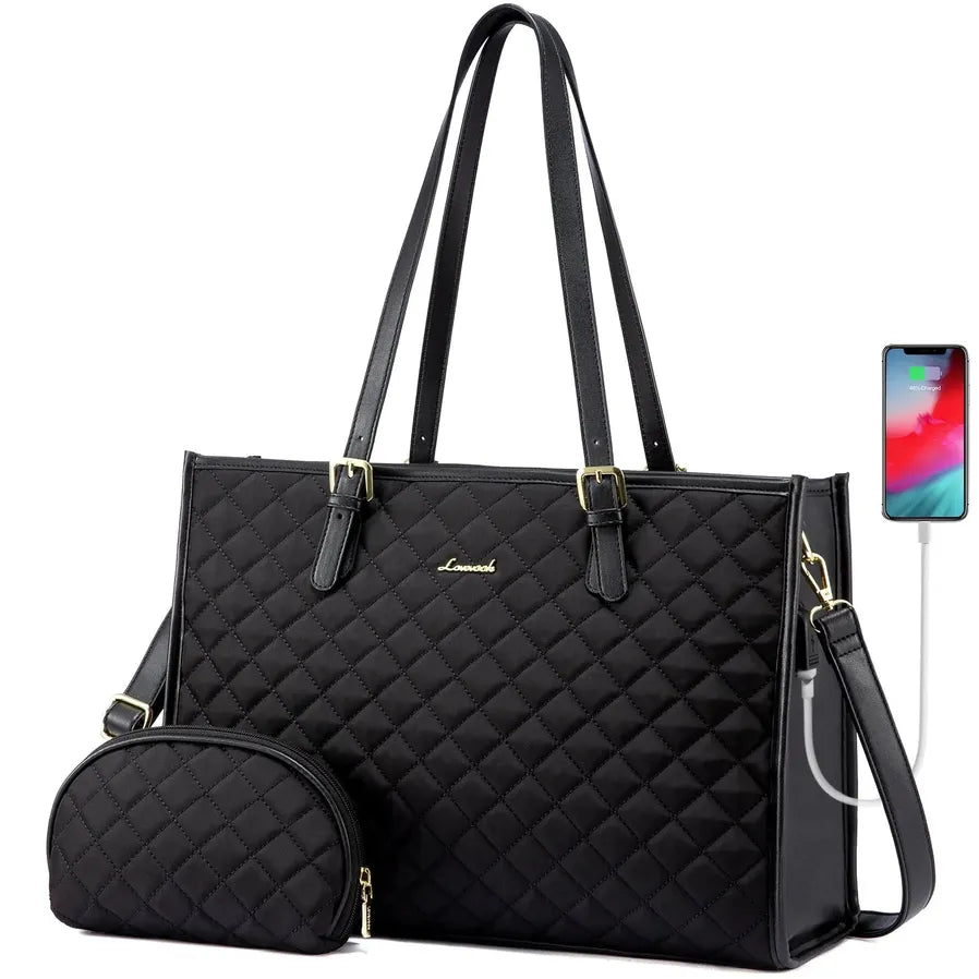 HKM-903187 Stylish 2-Piece Tote Handbag and Clutch for Women's Travel, Shopping, and Work