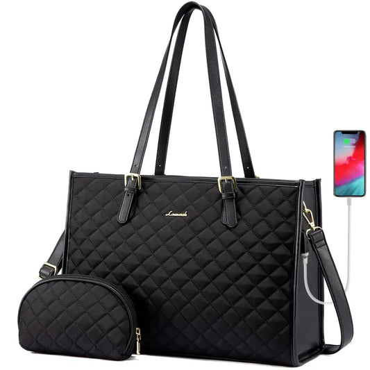 HKM-903187 Stylish 2-Piece Tote Handbag and Clutch for Women's Travel, Shopping, and Work