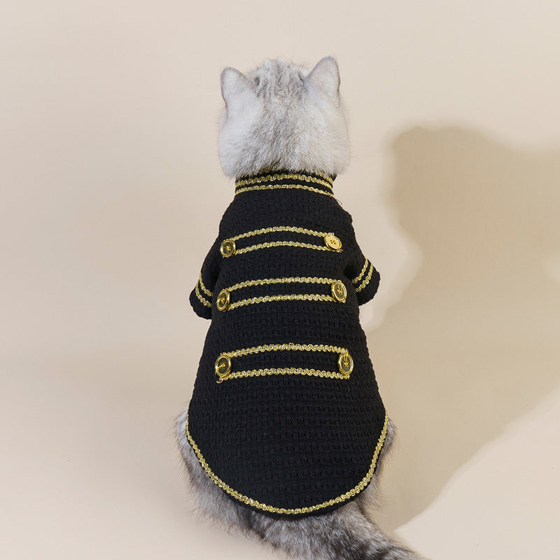 HKM-9033149 Trendy Gold Thread Polyester Jacket for Pets - XS to XL Sizes Available