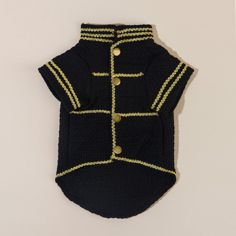HKM-9033149 Trendy Gold Thread Polyester Jacket for Pets - XS to XL Sizes Available