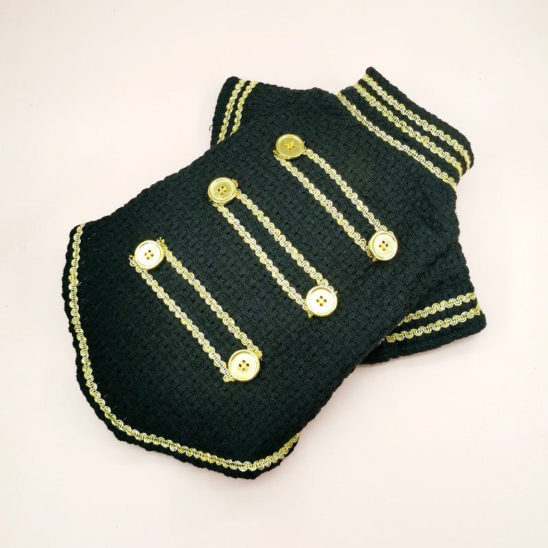 HKM-9033149 Trendy Gold Thread Polyester Jacket for Pets - XS to XL Sizes Available