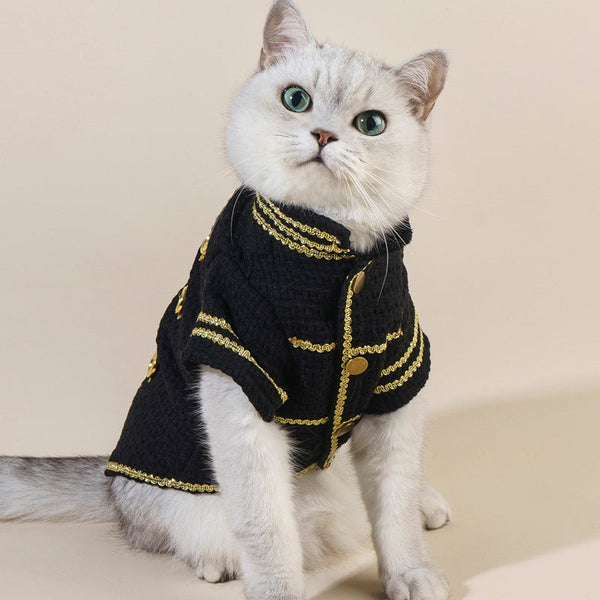 HKM-9033149 Trendy Gold Thread Polyester Jacket for Pets - XS to XL Sizes Available