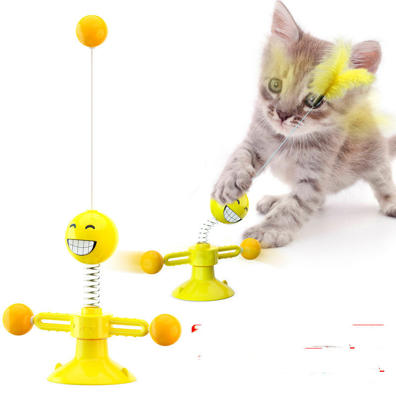 HKM-9034301 Spring Cat Toy with Rotating Balls - Durable Eco-Friendly ABS for Engaging Playtime