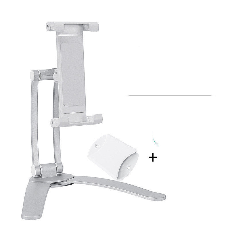 HKM-903507 Wall-Mounted iPad Bracket for 5-15.6 Inch Devices, Adjustable Desktop Live Broadcast Support Frame in Silver-White and Black