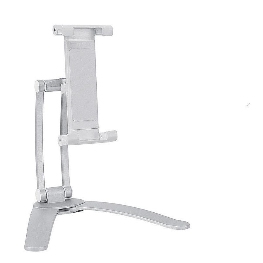 HKM-903507 Wall-Mounted iPad Bracket for 5-15.6 Inch Devices, Adjustable Desktop Live Broadcast Support Frame in Silver-White and Black