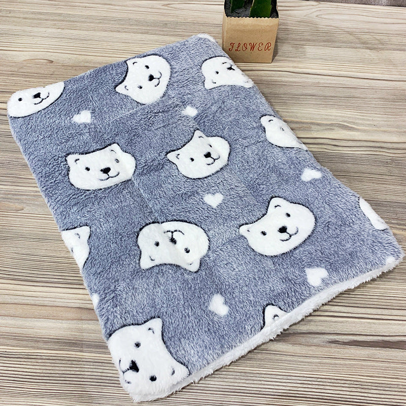 HKM-9035325 Cozy Coral Fleece Winter Pet Sleeping Pad with Various Fun Designs