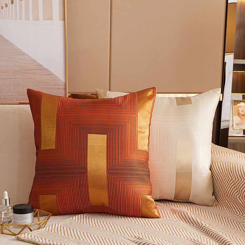 HKM-903635 Geometric Pattern Jacquard Square Cushion Cover in Multiple Colors