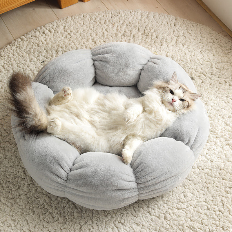 HKM-9037501 Cozy Plus Velvet Thick Round Cat Litter Kennel - Warm, Durable & Breathable Pet Nest