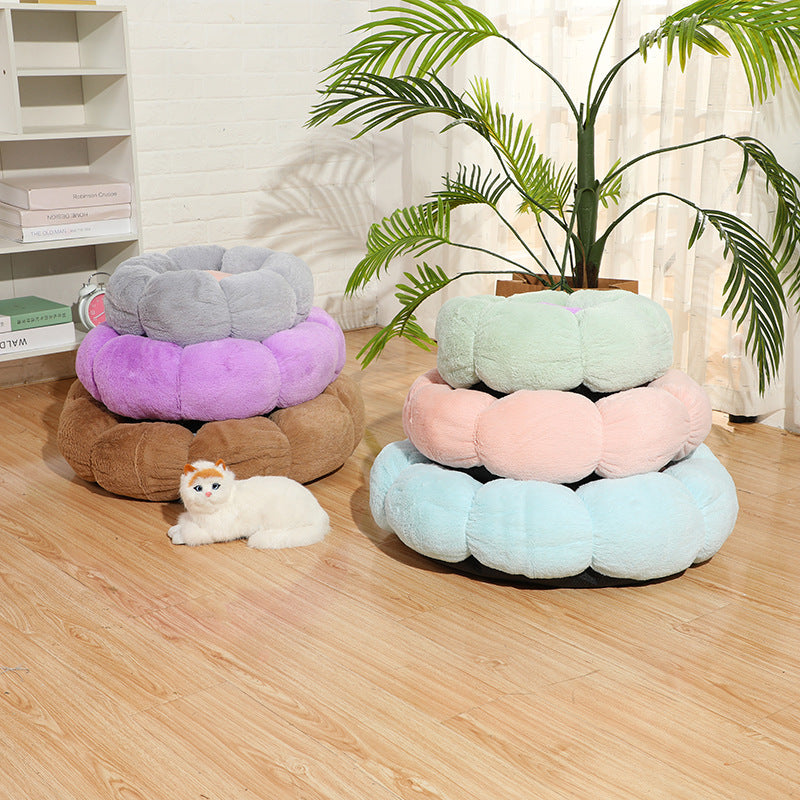HKM-9037501 Cozy Plus Velvet Thick Round Cat Litter Kennel - Warm, Durable & Breathable Pet Nest
